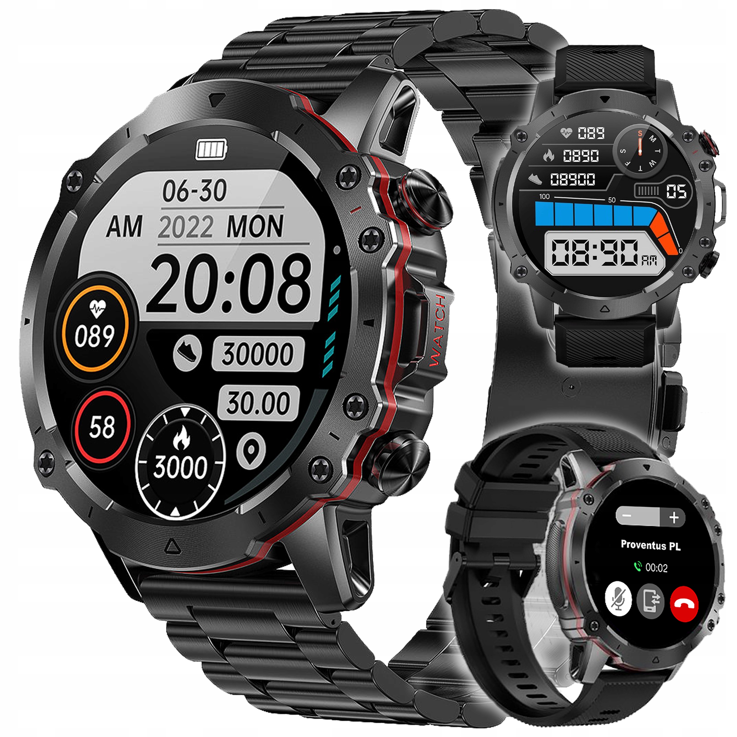 SMARTWATCH ZEGAREK AMOLED MĘSKI SPORT PULS ROZMOWY SMART WATCH WODOODPORNY Marka Inna marka