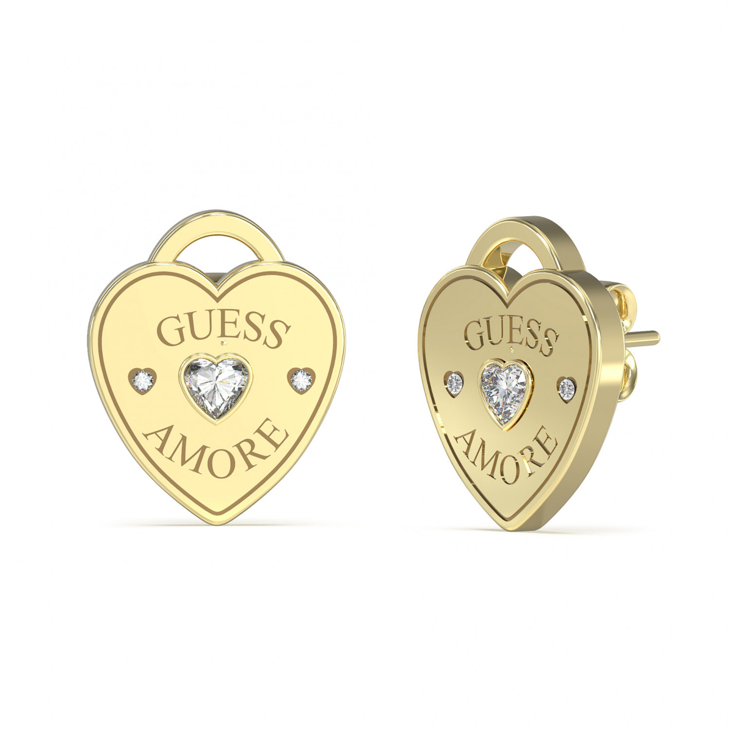 Náušnice Guess zlaté zirkon srdce jako Dárek JUBE05058JW-YG