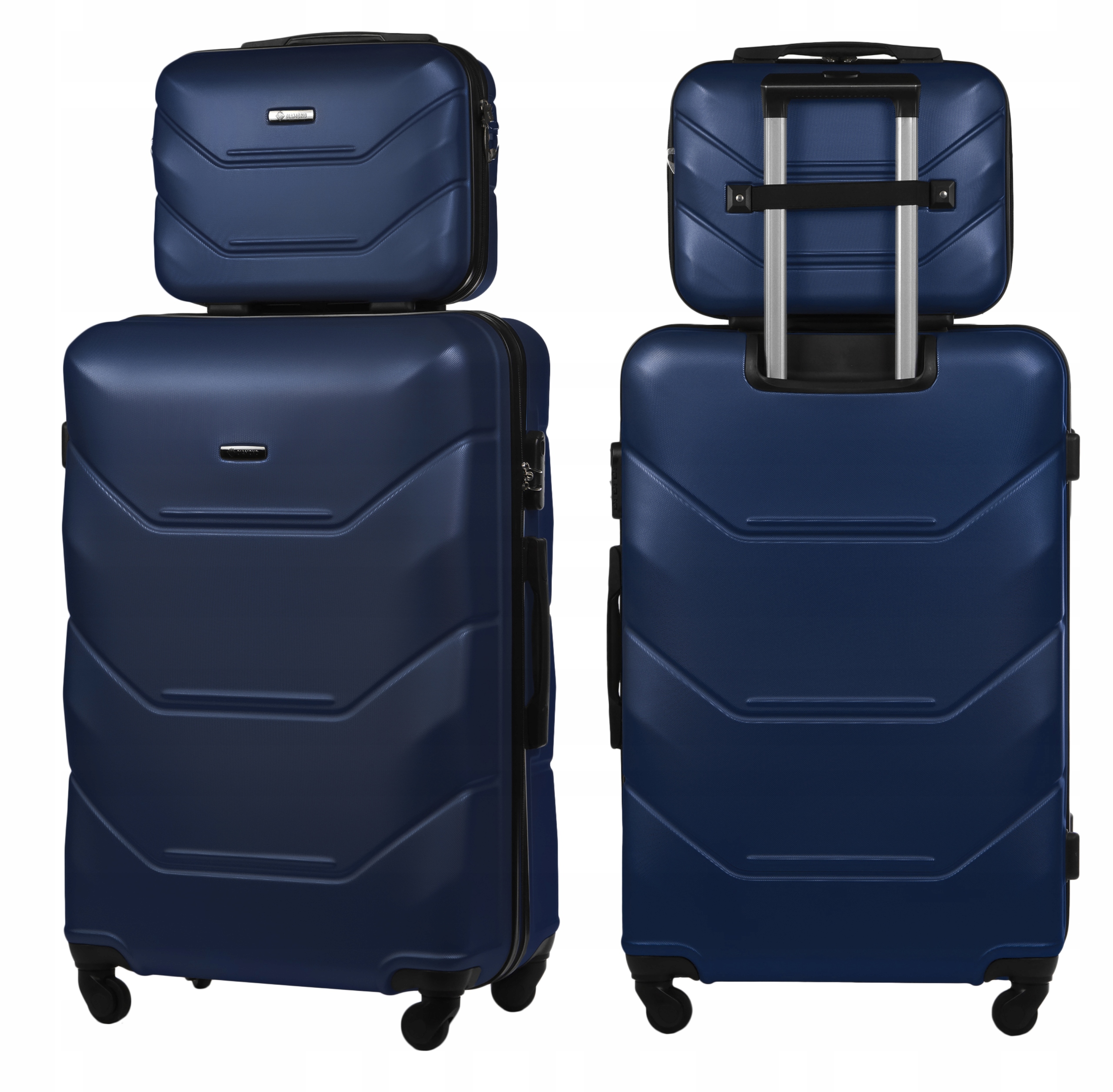 Set 2v1 Cestovní Kufr Velký XL Kufřík Bc Tmavě Modrý Kolečka A227 Abs