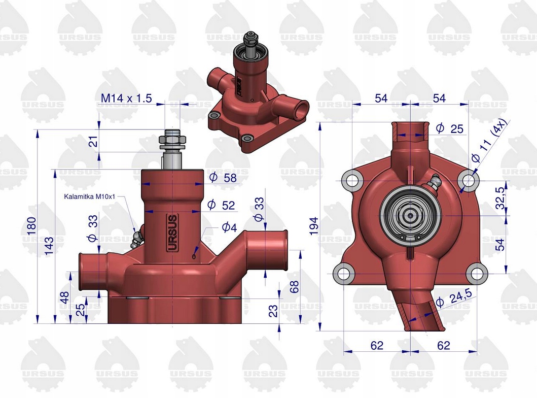 POMPA WODY WODNA C-360 C360 ORYGINAŁ URSUS C-4011 Producent części Ursus