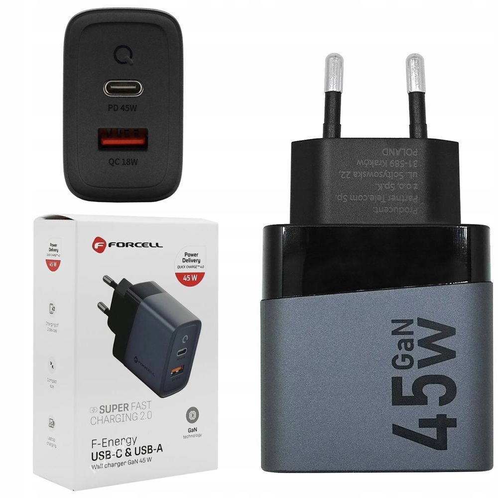 Szybka Ładowarka Sieciowa USB USB-C SFC 2.0 PD 45W do Galaxy S23 S24 Ultra