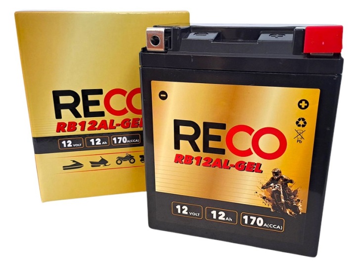 Akumulator Motocyklowy Reco RB12AL-GEL YB12AL EB12AL 12V 12Ah 170A P+