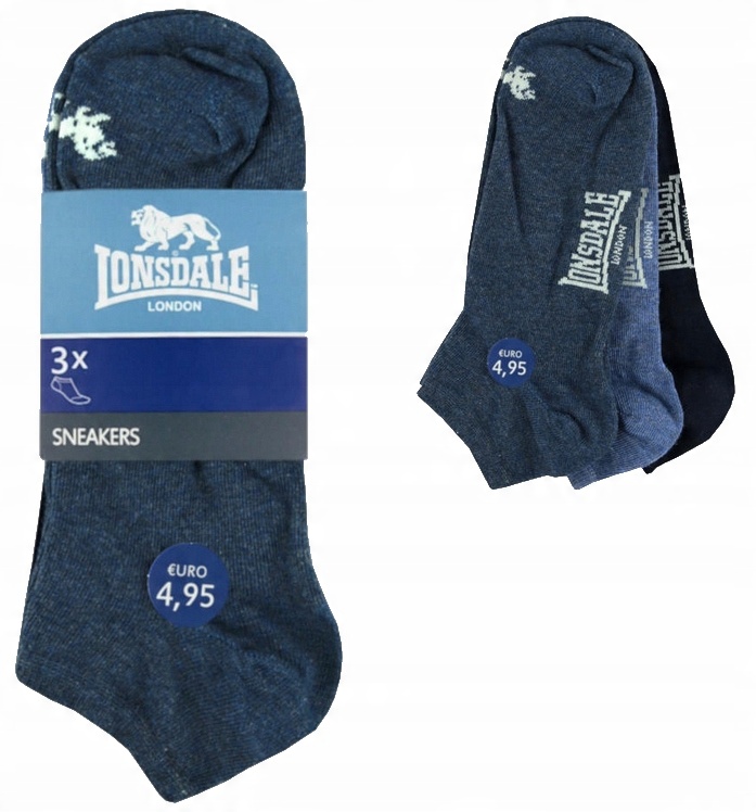 

Lonsdale Skarpetki Stopki 3PAK Niebieski MIX 35/38