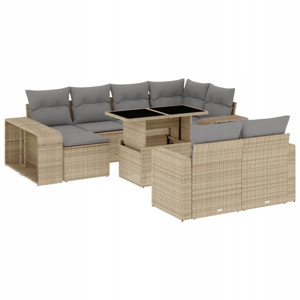 Set zahradního nábytku technorattan vidaXL béžový 11 el.
