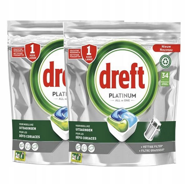 

Dreft Platinum Kapsułki do zmywarki 68szt. Duopack