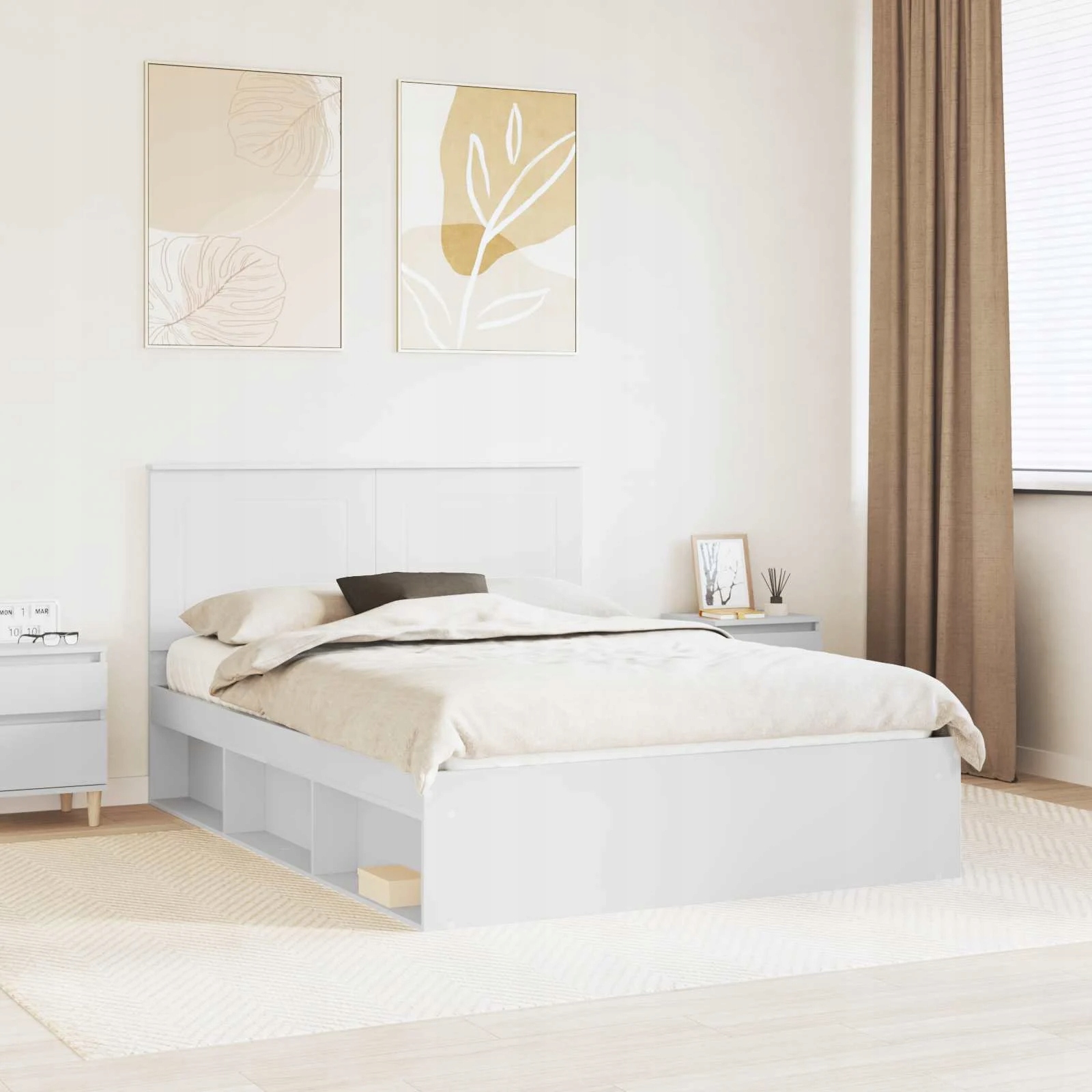 vidaXL Rám postele s čelo Bílá 160 x 200 cm Masivní borové dřevo