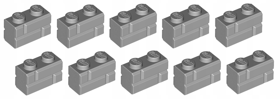 

Lego cegła murek 1x2 j. szary 10 szt. 98283 Nowy