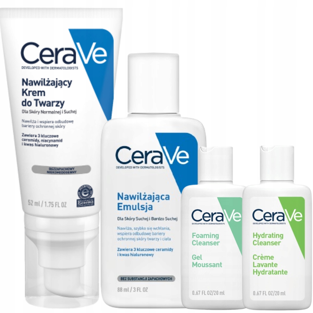 CeraVe Krem Nawilżający do Twarzy 52ml, Emulsja Nawilżająca 88ml