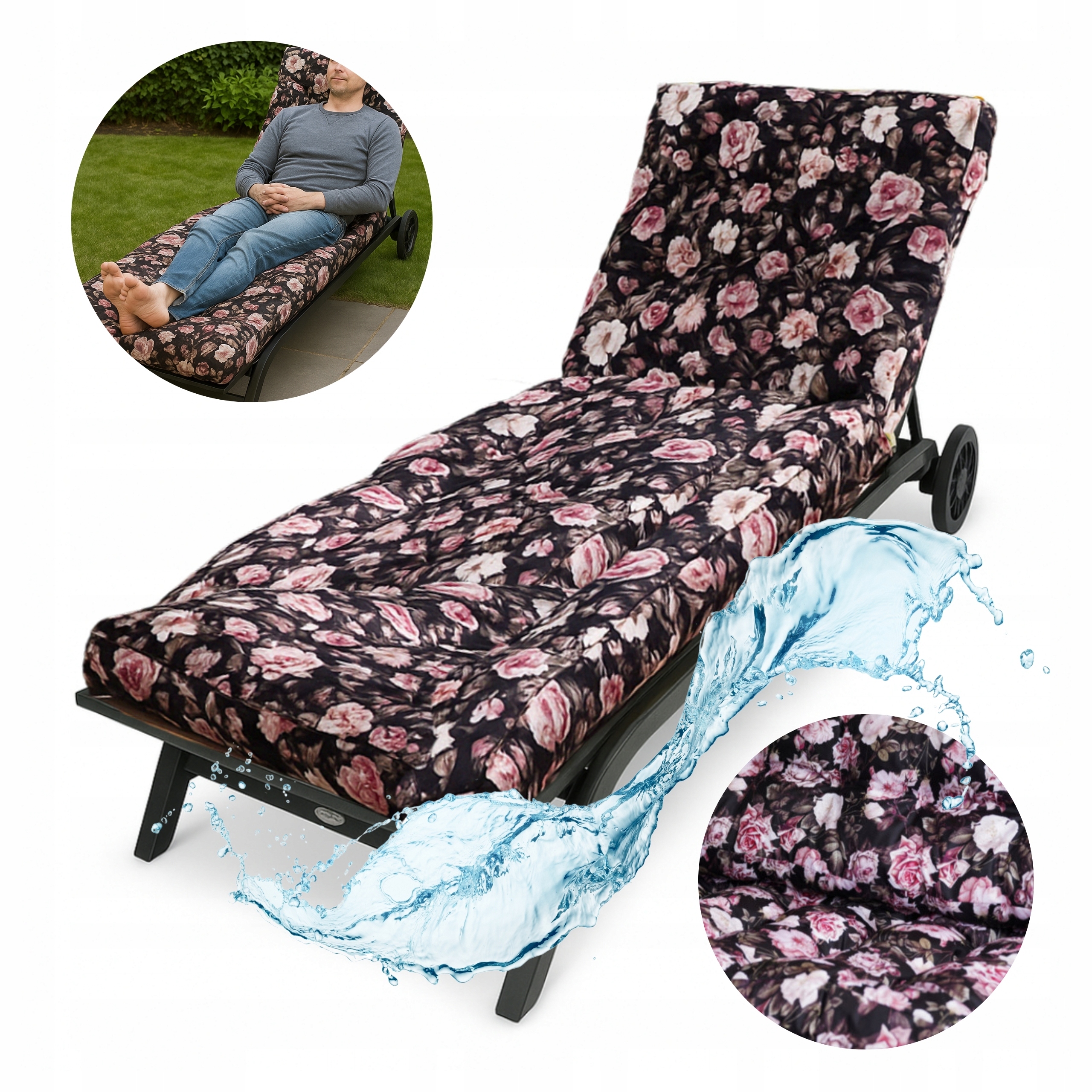 Vankúš na záhradné ležadlo Vodotesná prešívaná stolička Blomster Darček