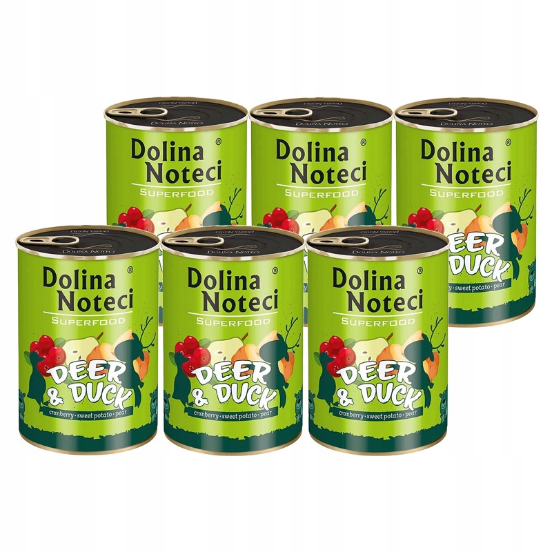 Levně Vlhké Krmivo pro psa Dolina Noteci Superfood Jelen Kachna 24x400g Plechovka