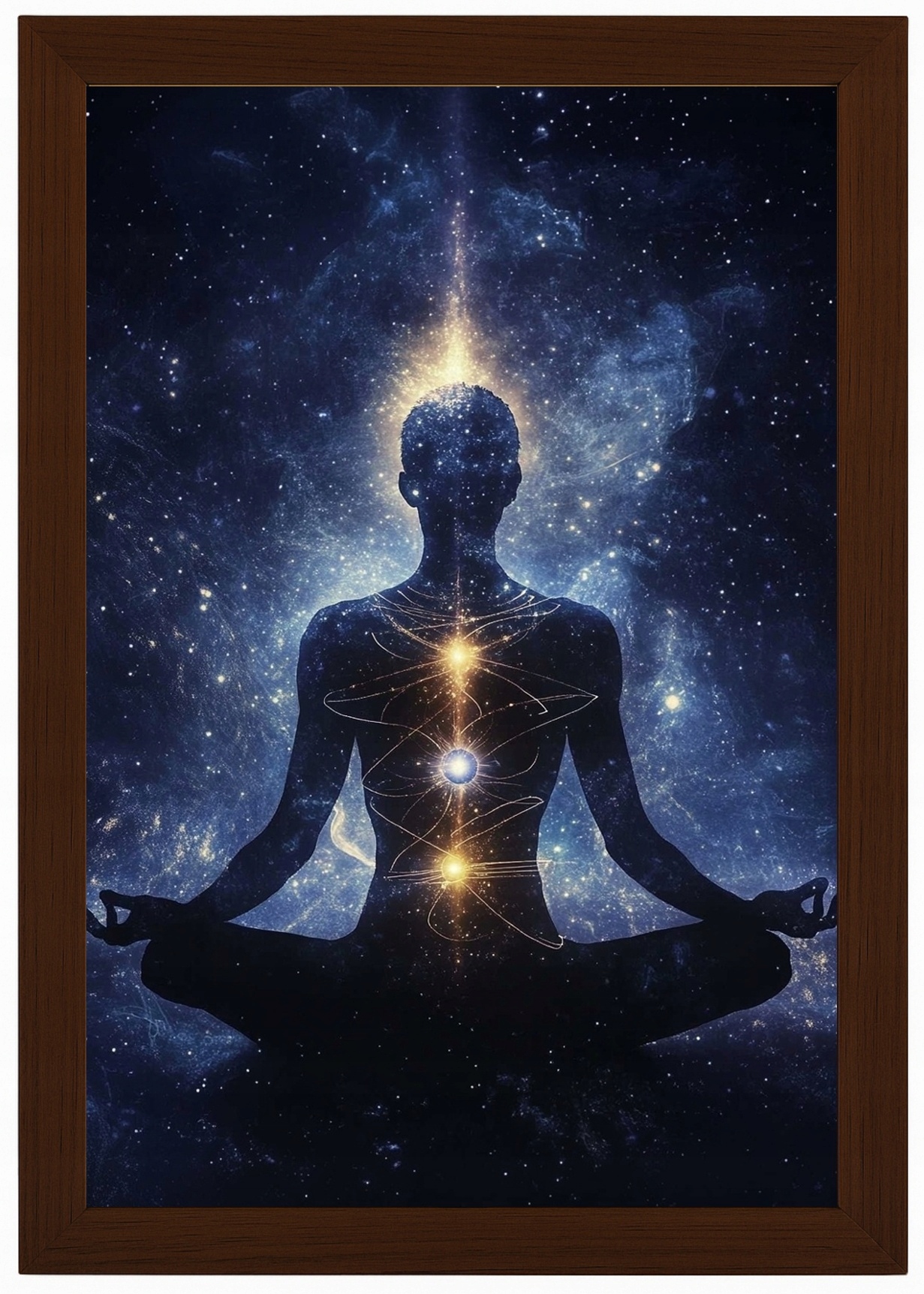 Rámeček Plakát , Dřevěná Figurka, Lotos, Meditace, Čakra, Zen, Harmonie 40x60