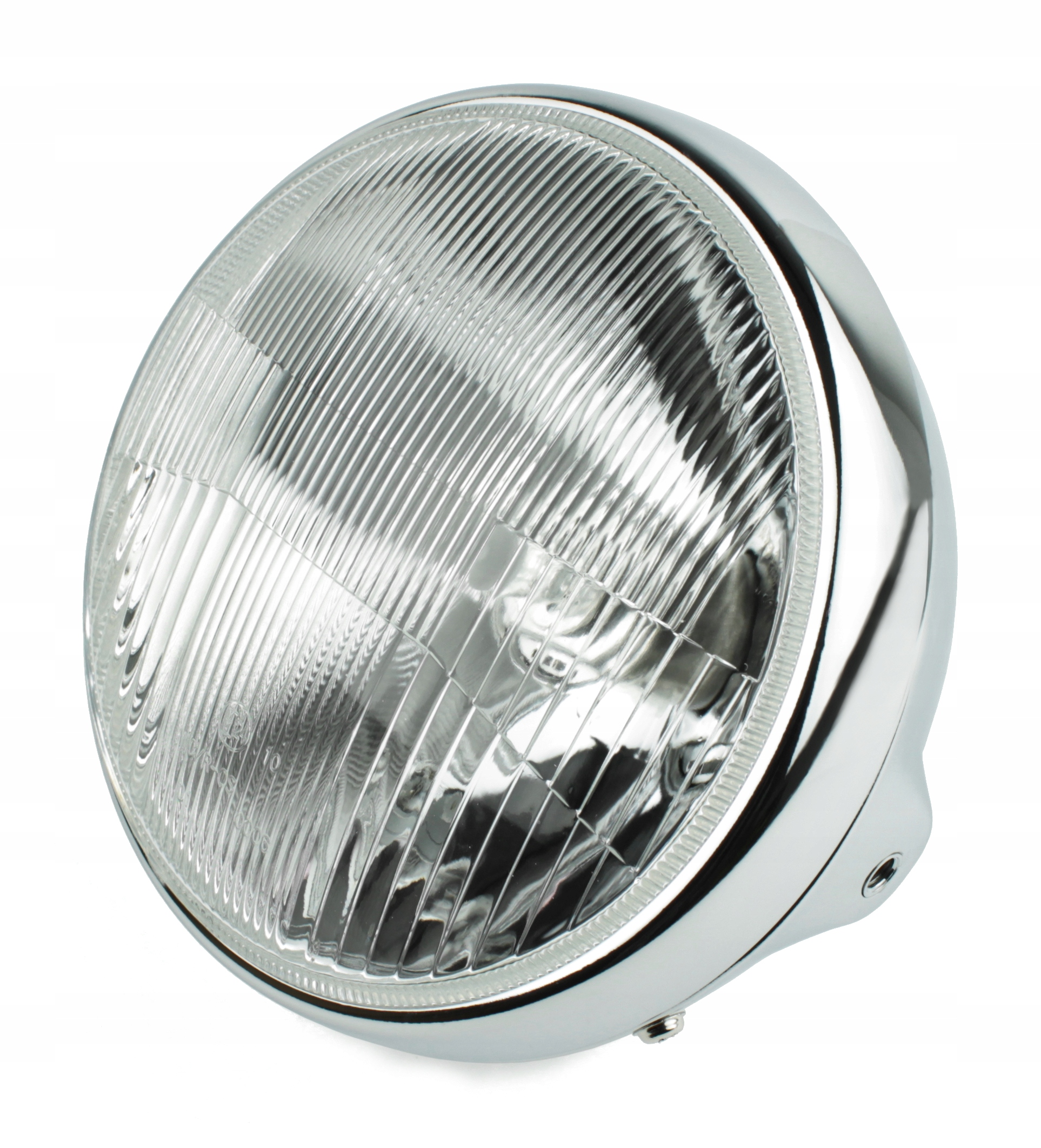 LAMPA MOTOCYKLOWA PRZEDNIA 7 CALI 12V RAMKA CHROM • Cena, Opinie