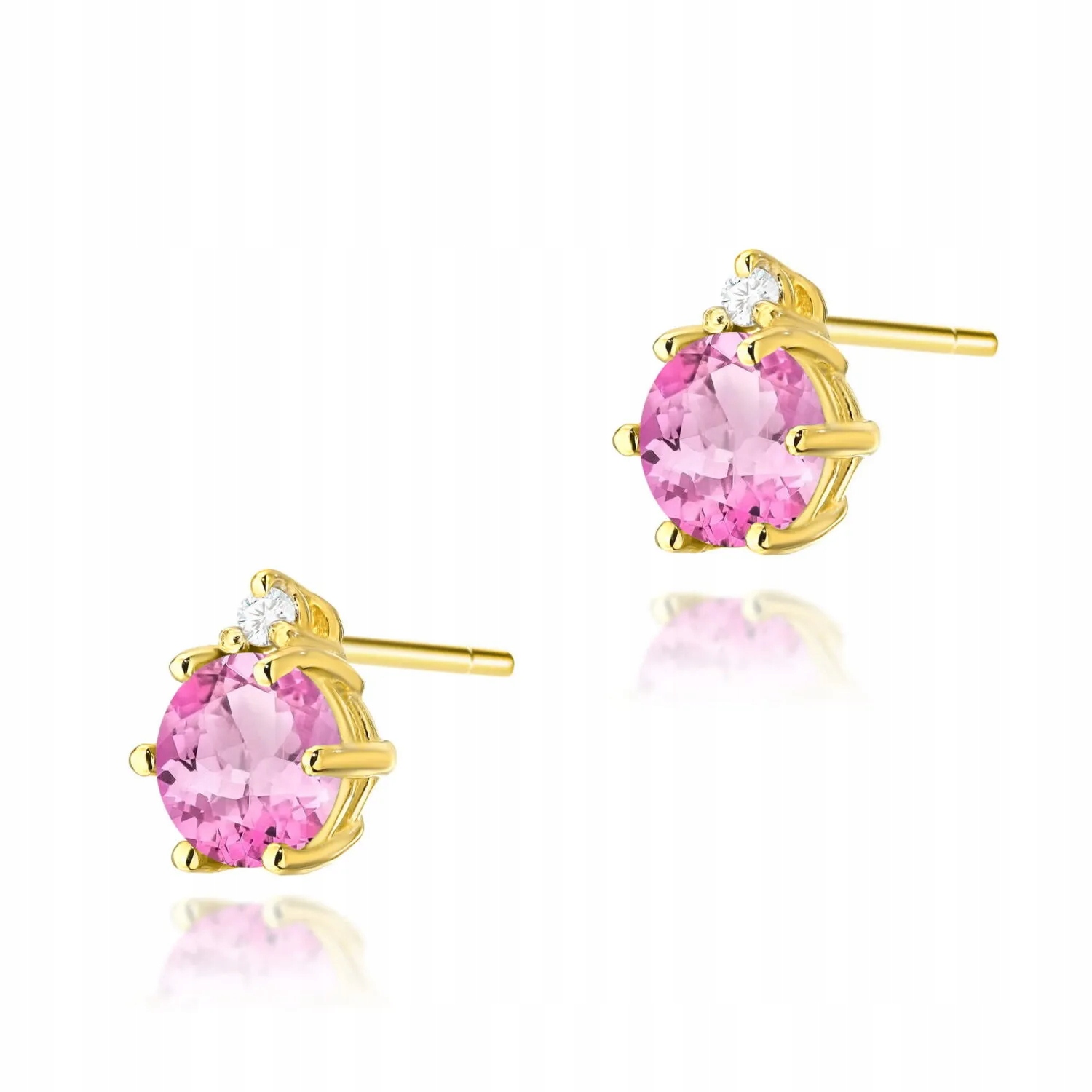 Złote kolczyki Różowy Topaz 2 x 0,60ct żółte złoto pr. 585