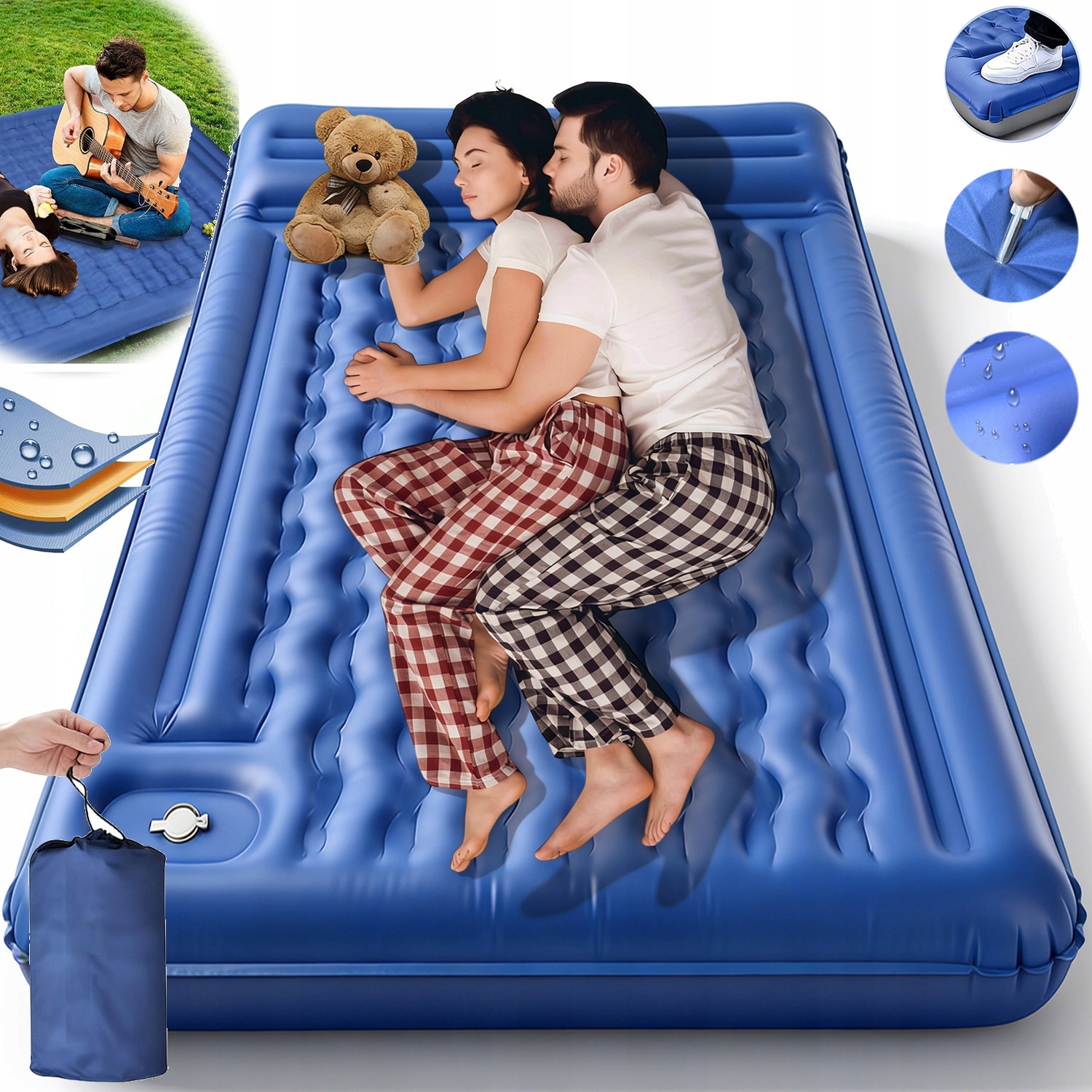 Materac Turystyczny Trekkingowy Dmuchany Mata Lekki Przenośny 200X140CM