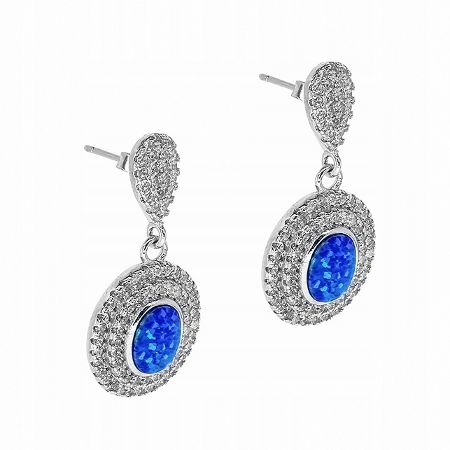 Stříbrné náušnice Ag 925 se syntetickým opálem KOL01021B_2