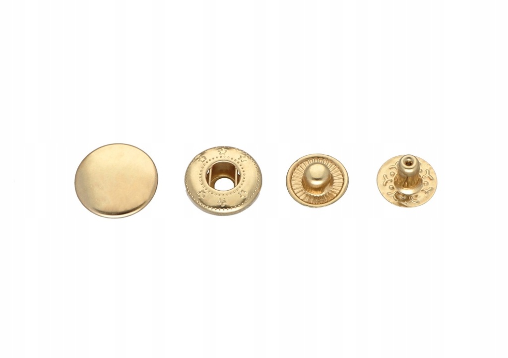 Napy Alfa, metalowe zatrzaski, 12,5 mm, Złote 10 szt