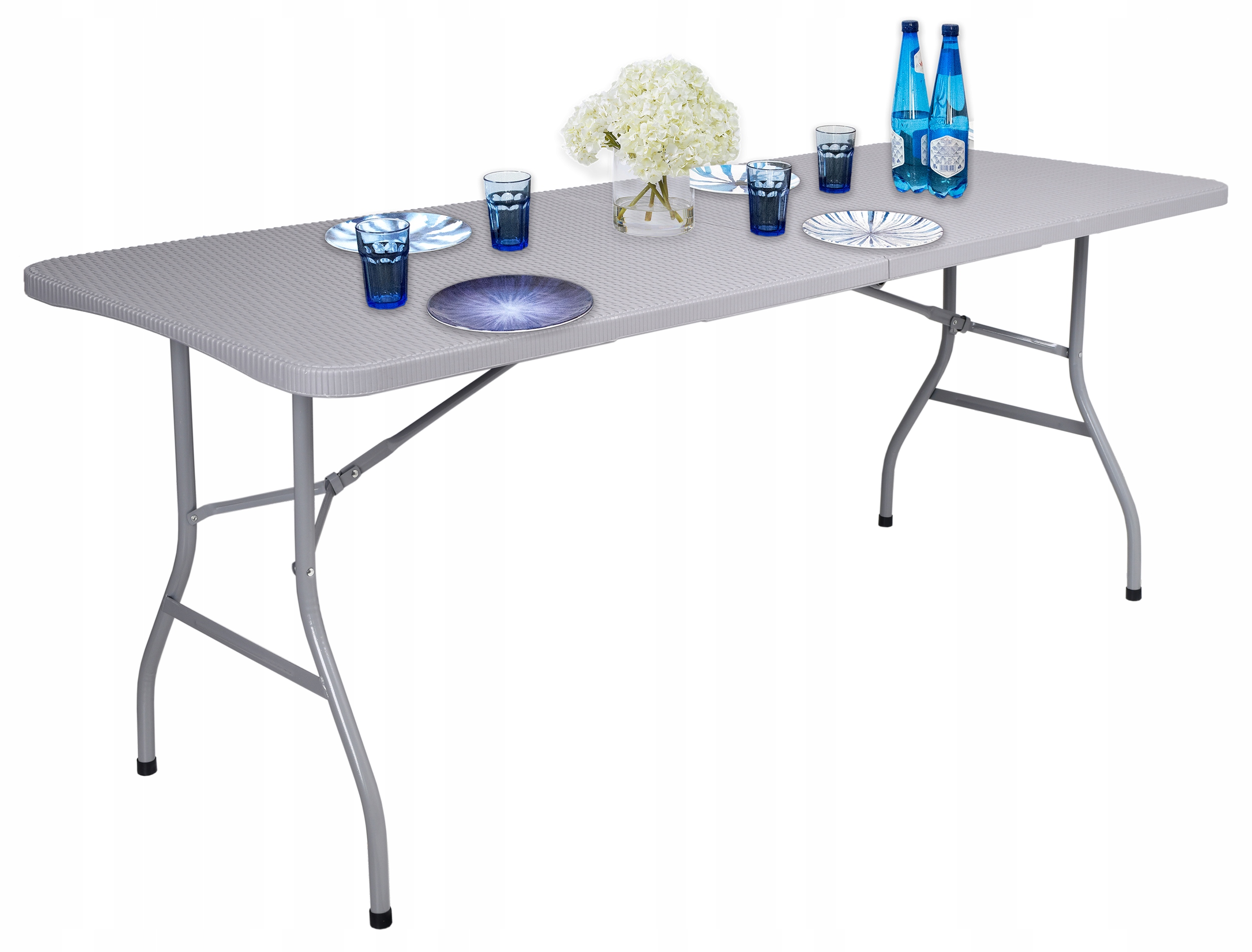 STÓŁ ROZKŁADANY SKŁADANY CATERINGOWY OGRODOWY TURYSTYCZNY WALIZKA 180 cm Kolor szary