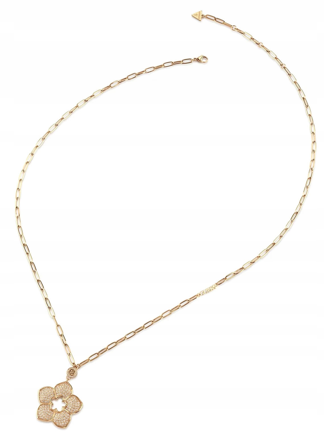Ocelový Zlatý Náhrdelník Guess Shining Křišťály Květina JUBN04463JWYGT/U