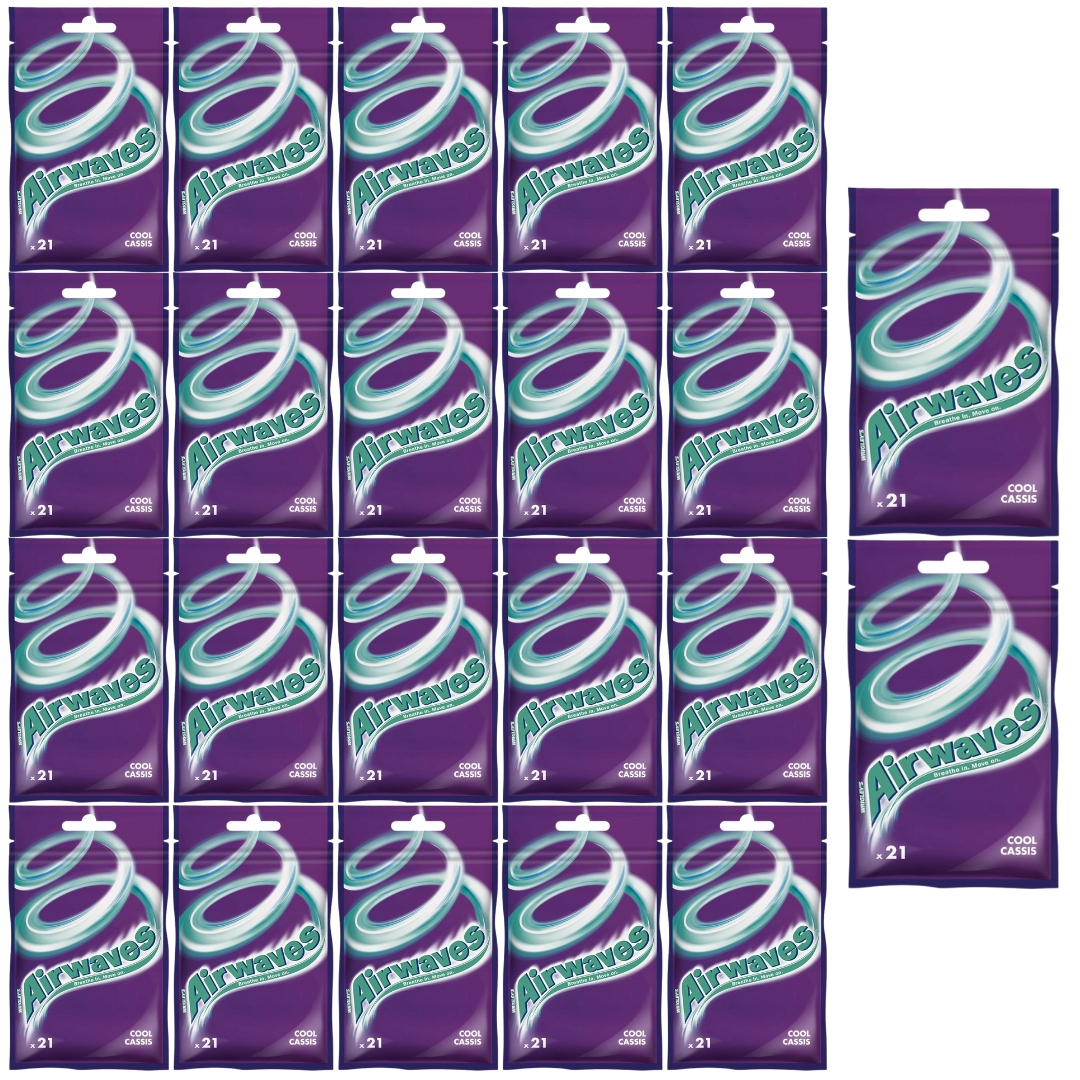Levně Žvýkačka Airwaves Cool Cassis Žvýkačka cukru 29 g (21 dražé) x 22 kusů