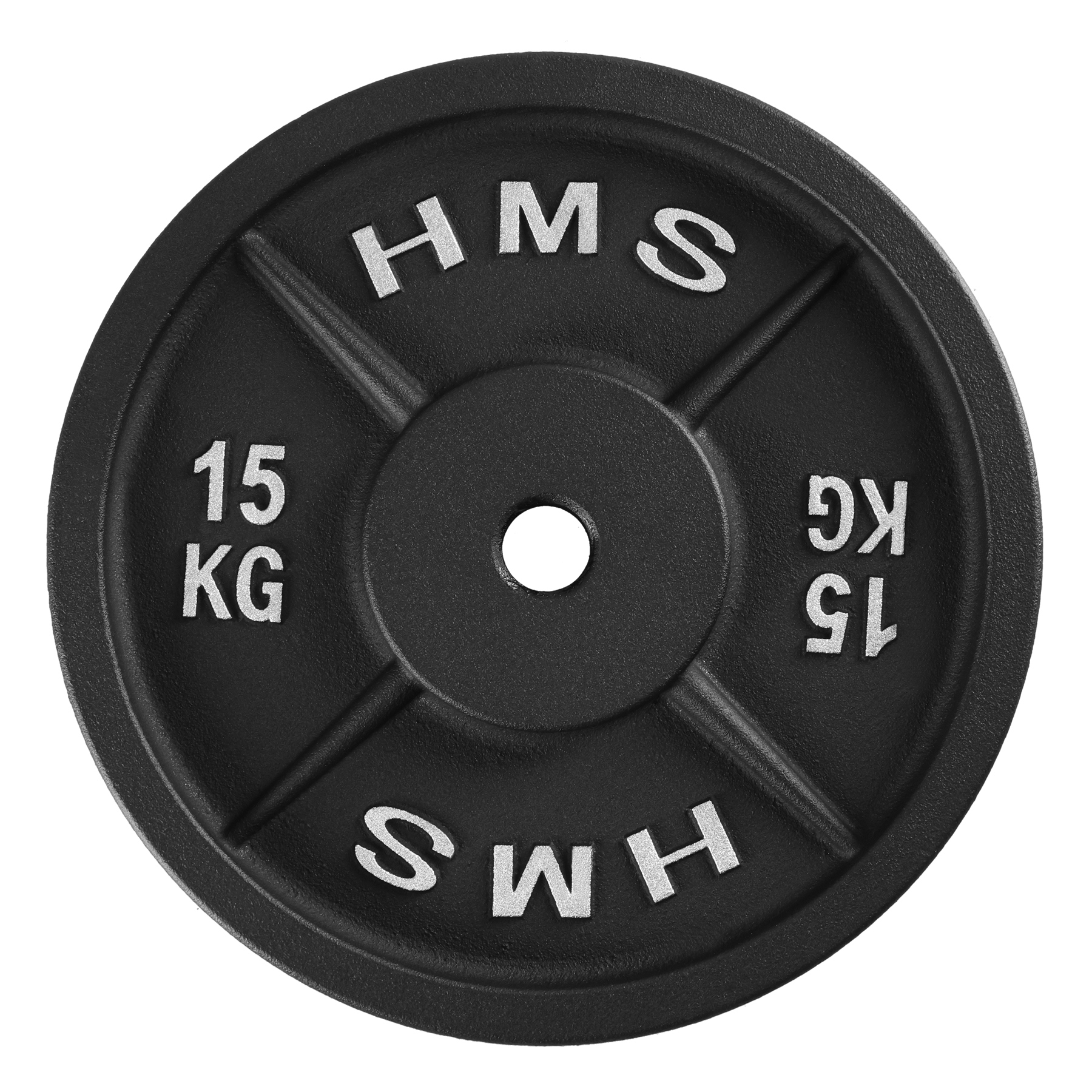 Standardní zátěžový talíř Litinový tréninkový 15 kg otvor 31 mm Hms černý
