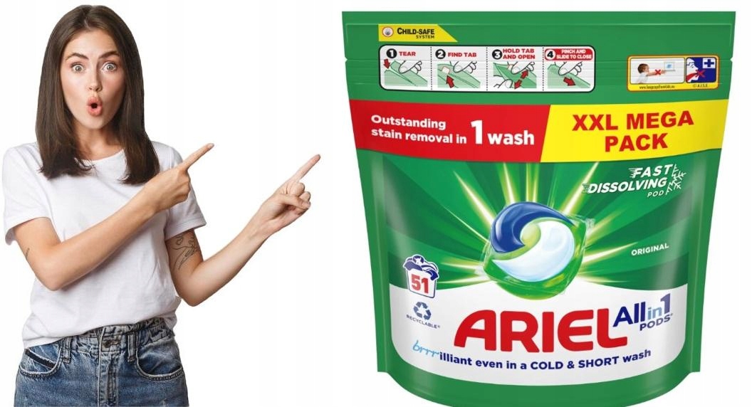 Levně Kapsle na praní Ariel [51] na bílé prádlo