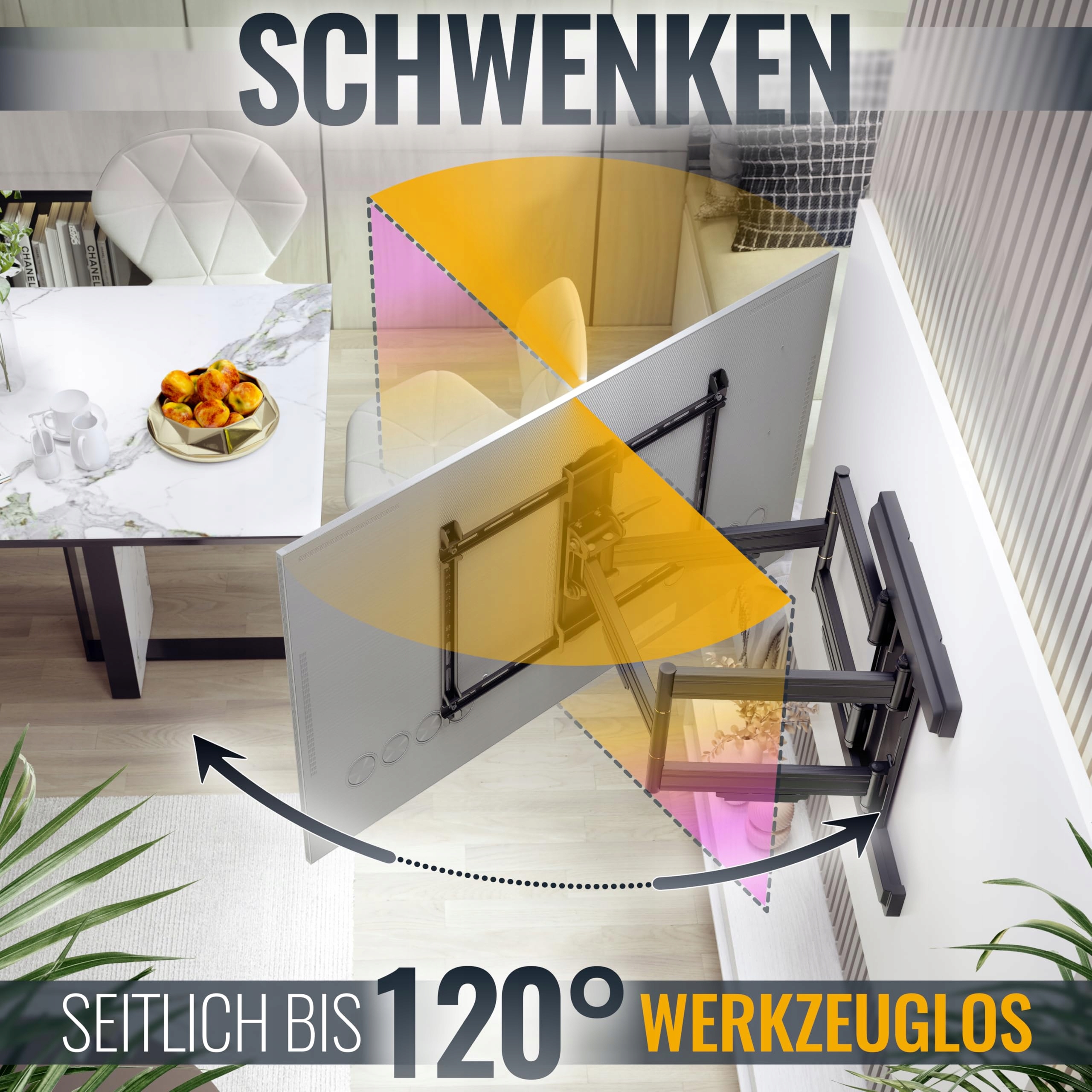 RICOO Uchwyt TV Ścienny Obrotowy 65-110 Cal 70kg VESA 600x400 Wersja 2 — miniatura 2