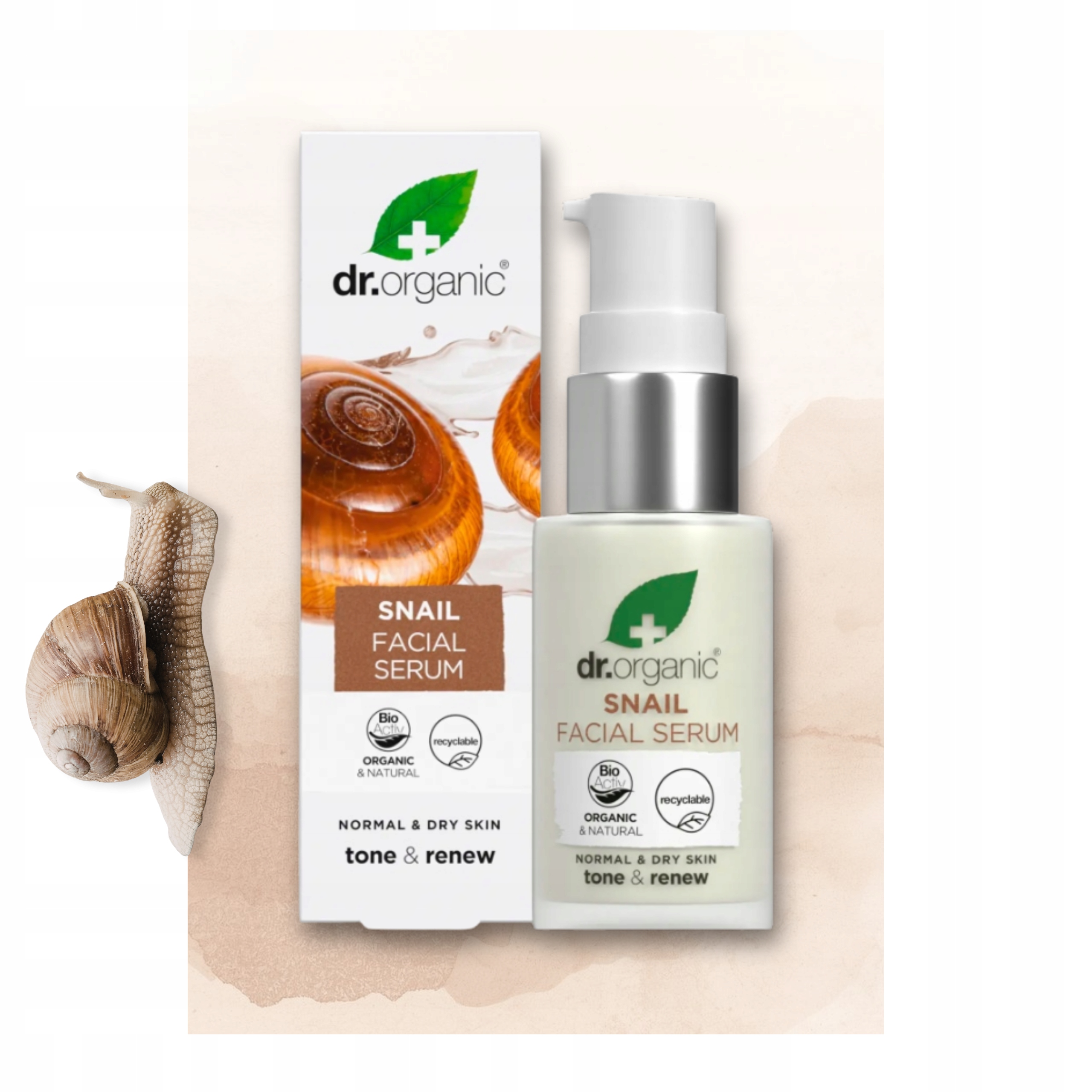 Dr. Organic Sérum na obličej s organickým hlemýždím slizem 30 ml