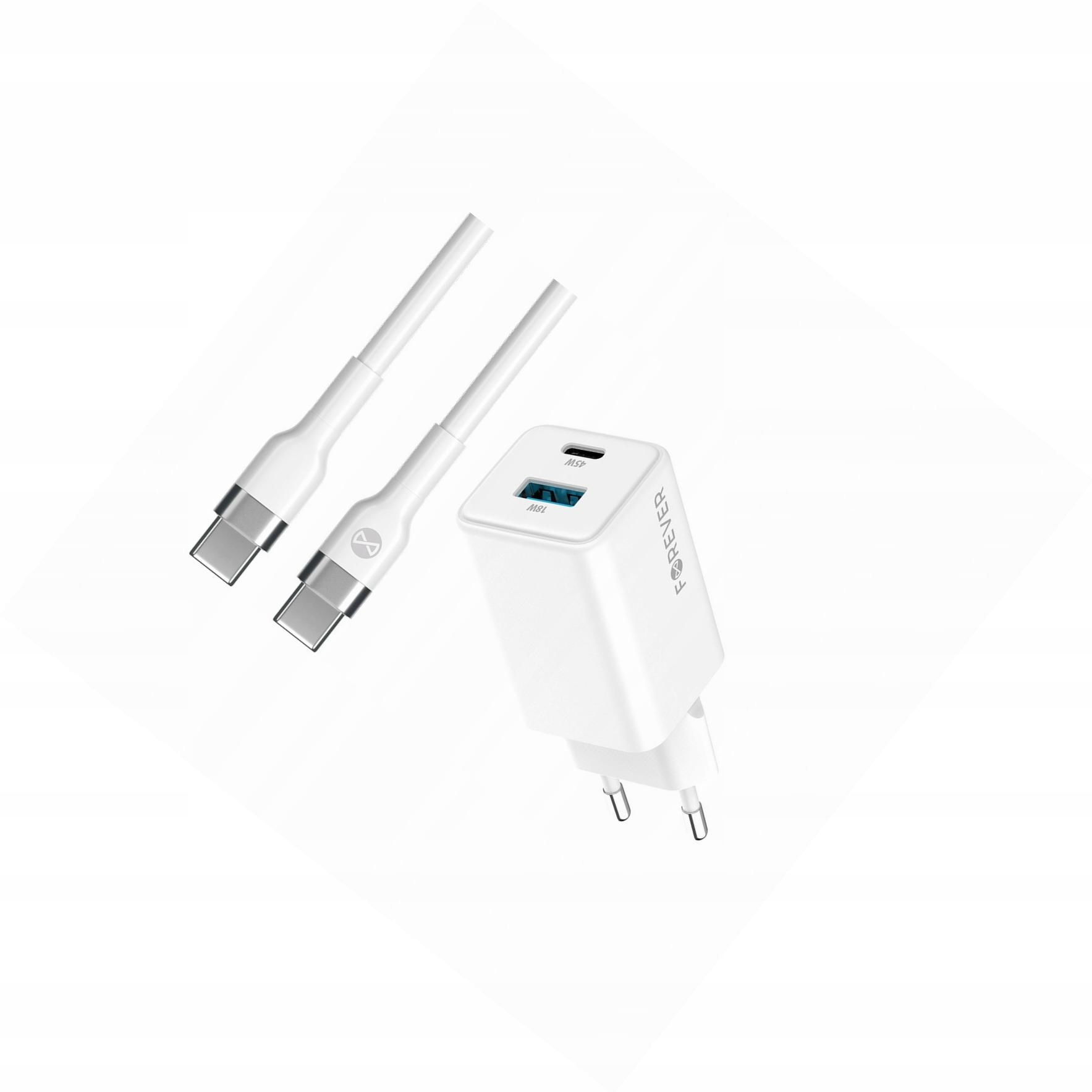 Szybka ładowarka GaN 45W 2 wejścia Usb i Usb-c z kablem do Asus Zenfone 9