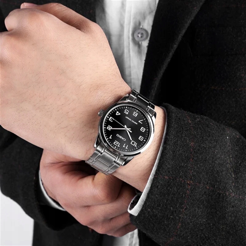 ZEGAREK MĘSKI CASIO MTP-V001D-1BUDF (zd107b) + BOX +GRAWER Materiał paska stal