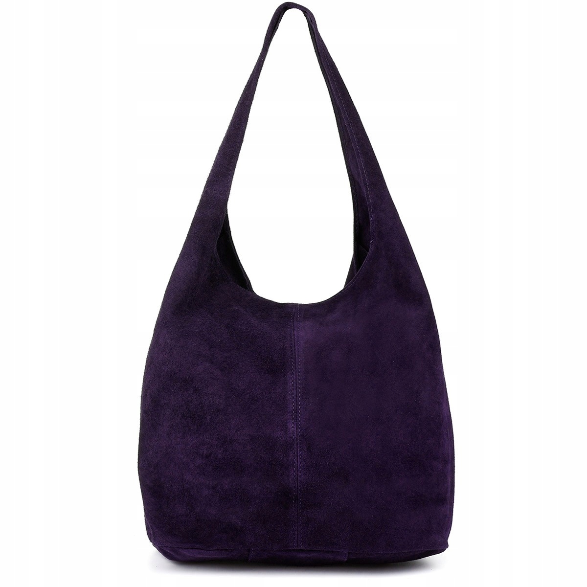 Kabelka taška klasická kožená taška přírodní semiš na jedno ucho fialová