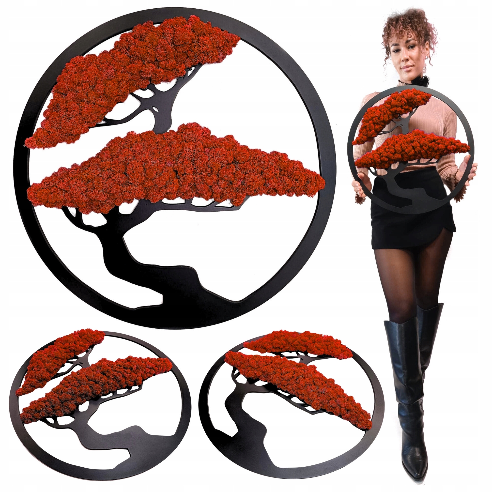 Obraz Z Mechu strom štěstí života Mech Chrobotek živý Obraz 50 cm Kvalita