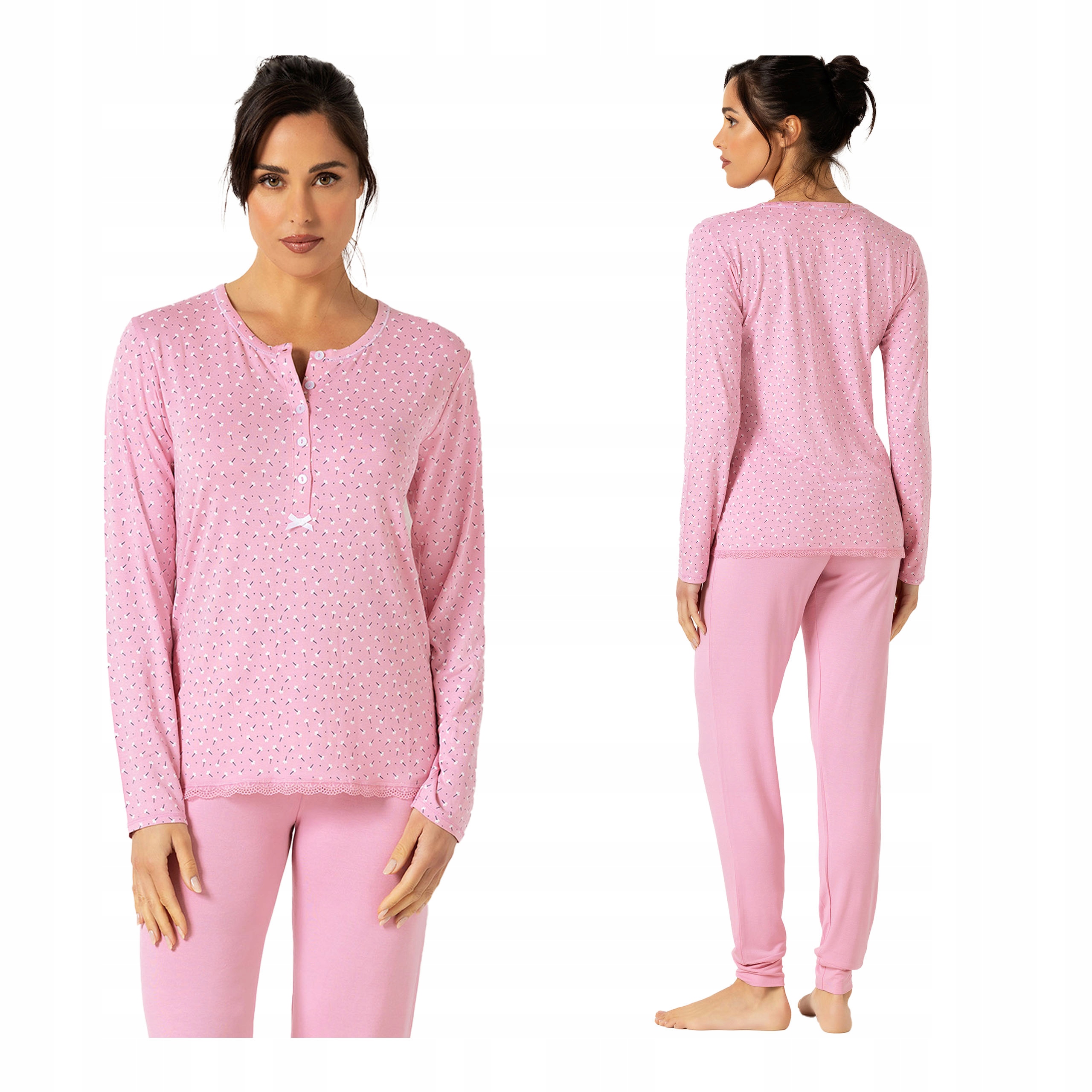 Dámské dvoudílné dlouhé pyžamo s dlouhým rukávem Verde Veronica