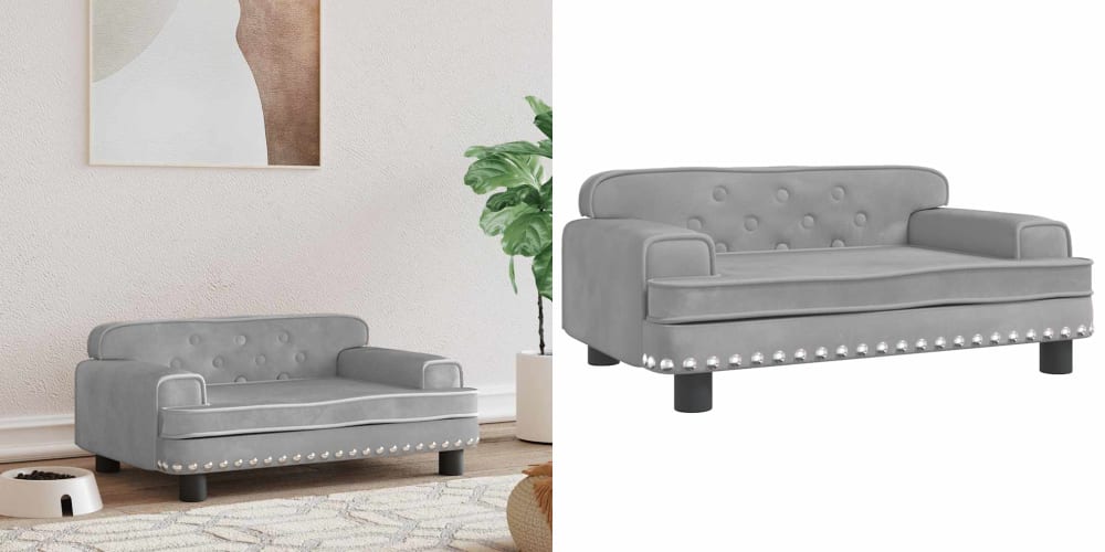 Levně Světle šedé Pelíšek pro psa, samet, 70x45x30 cm