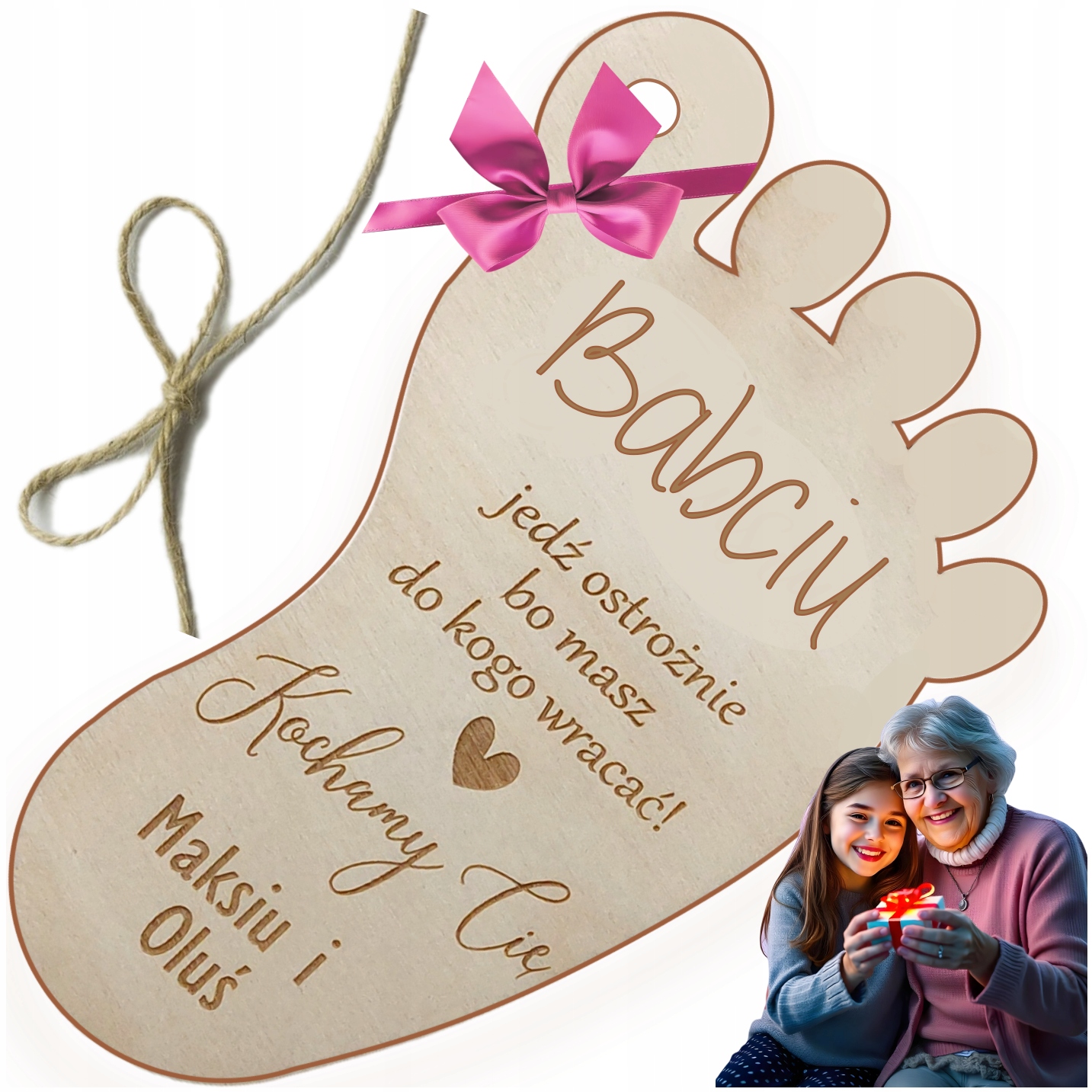 Dárek Pro Babičku, Přívěsek Do Auta, Babičko, Jeď Opatrně, Noha Jméno