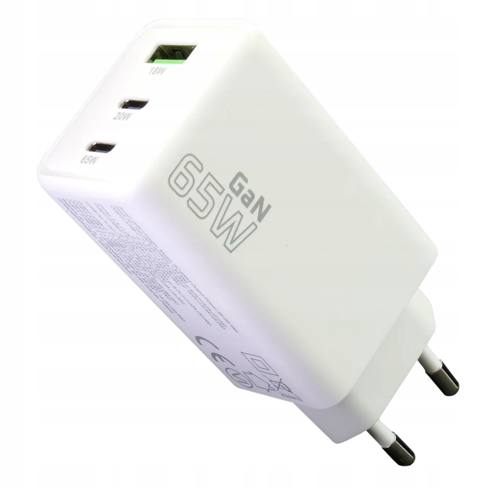 Ładowarka sieciowa everActive GaN SC-655Q 1x Usb, 2x Usb-c Pd Pps QC4+ 65W