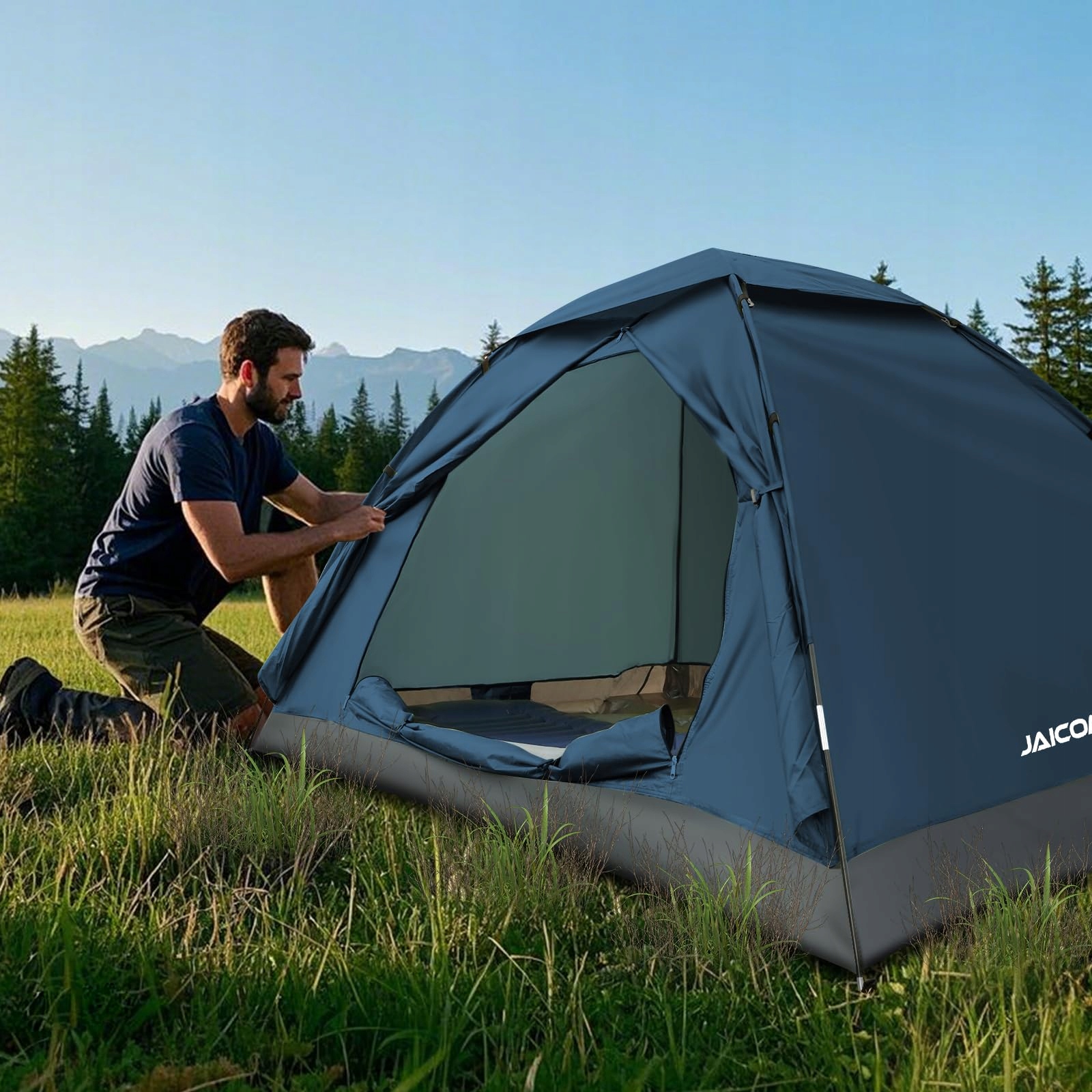 JAICOM Namiot Jednoosobowy Lekki Stabilny Wodoodporny Na Camping Trekking — miniatura 7