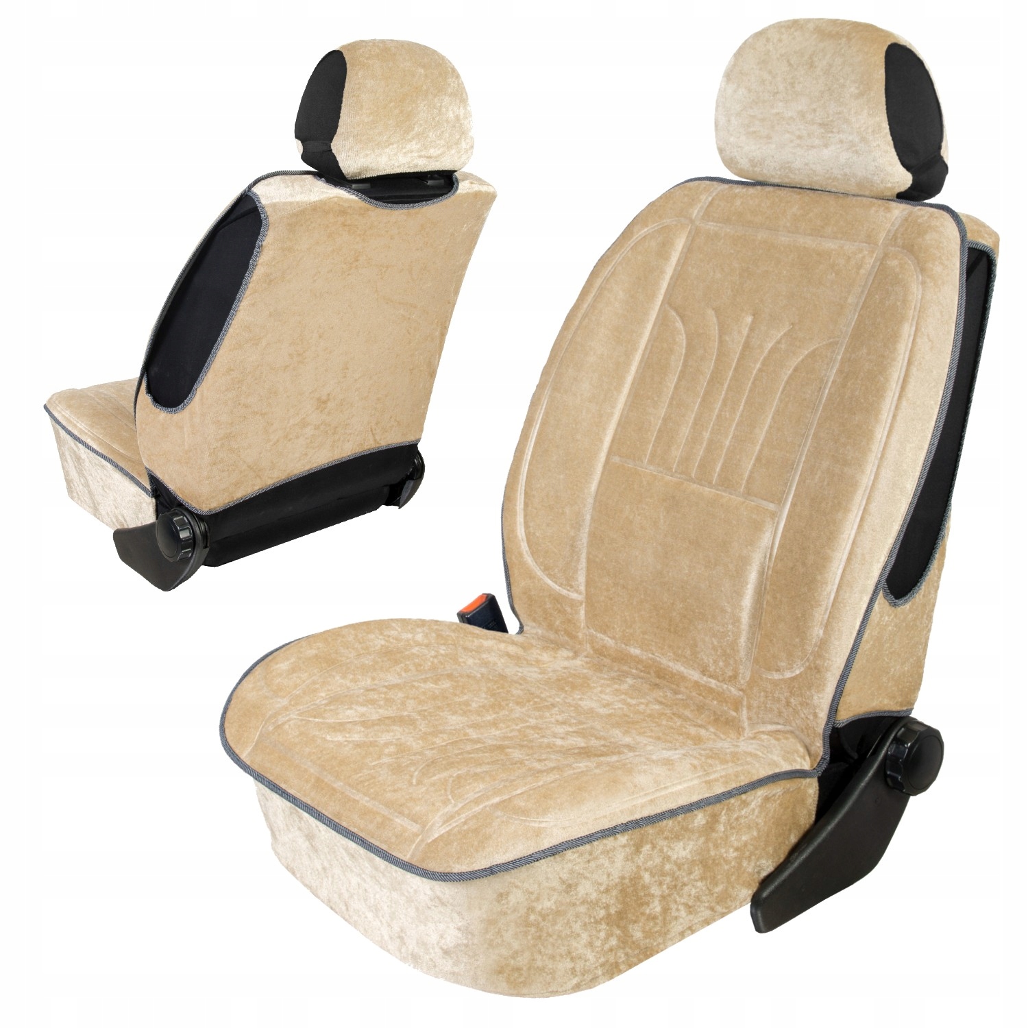 Ergonomiczna Tłoczona Mata Ochronna Na Fotel Samochodowy Welurowa Beż