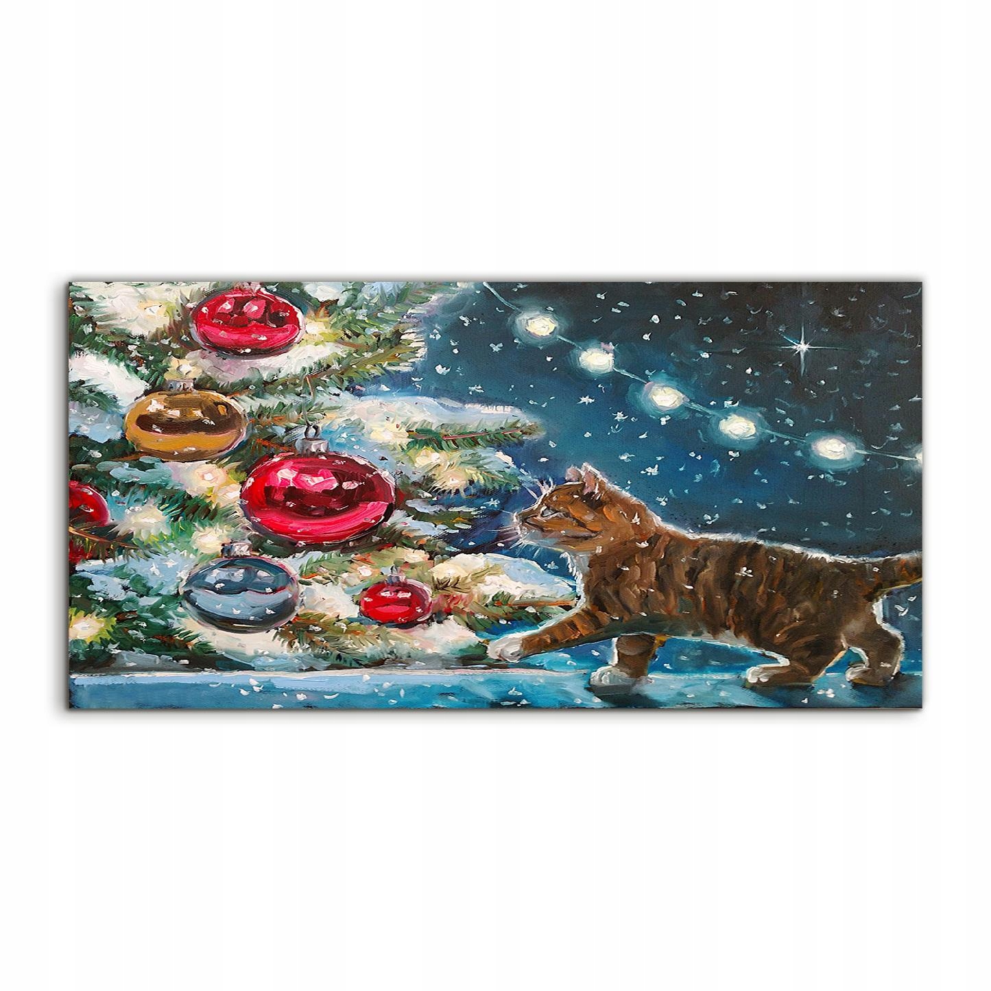 Obraz 120x60 na stenu Mačka Vianočný stromček Vianoce moderný
