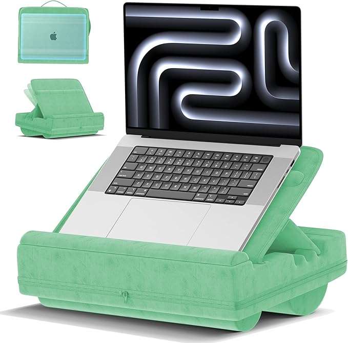 Podstawka stojak z poduszką na laptopa regulowana składana zielona