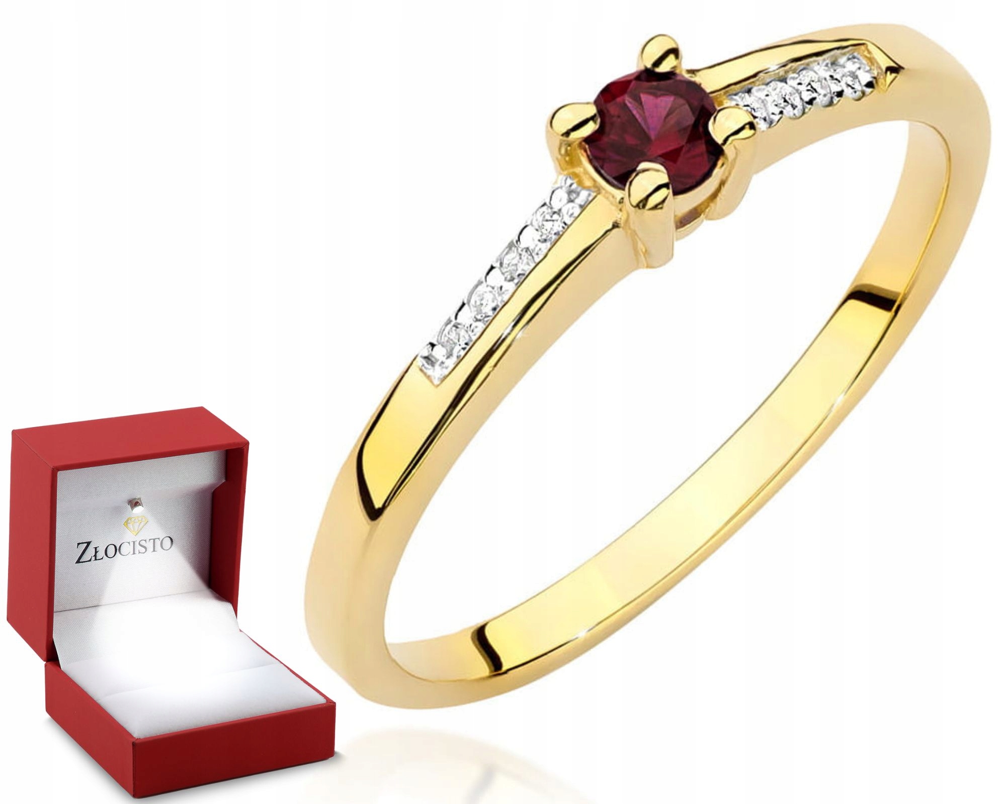 Zlatý Prstýnek Rubín Žluté Zlato 585 Gravírování Dárek