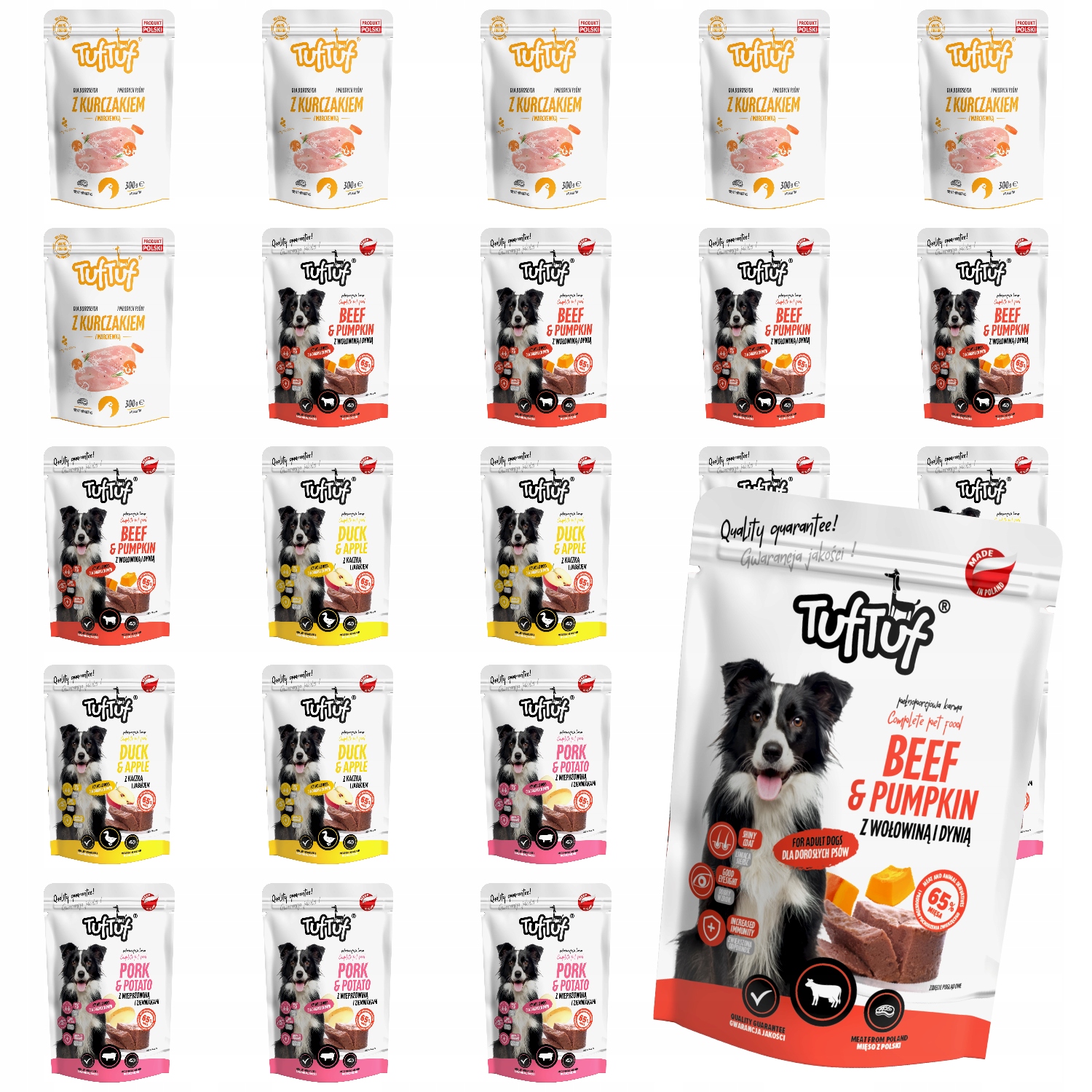 Levně Vlhké Krmivo Pro Psa TufTuf Sáček Mletý MIX Chutí Set 24x300g