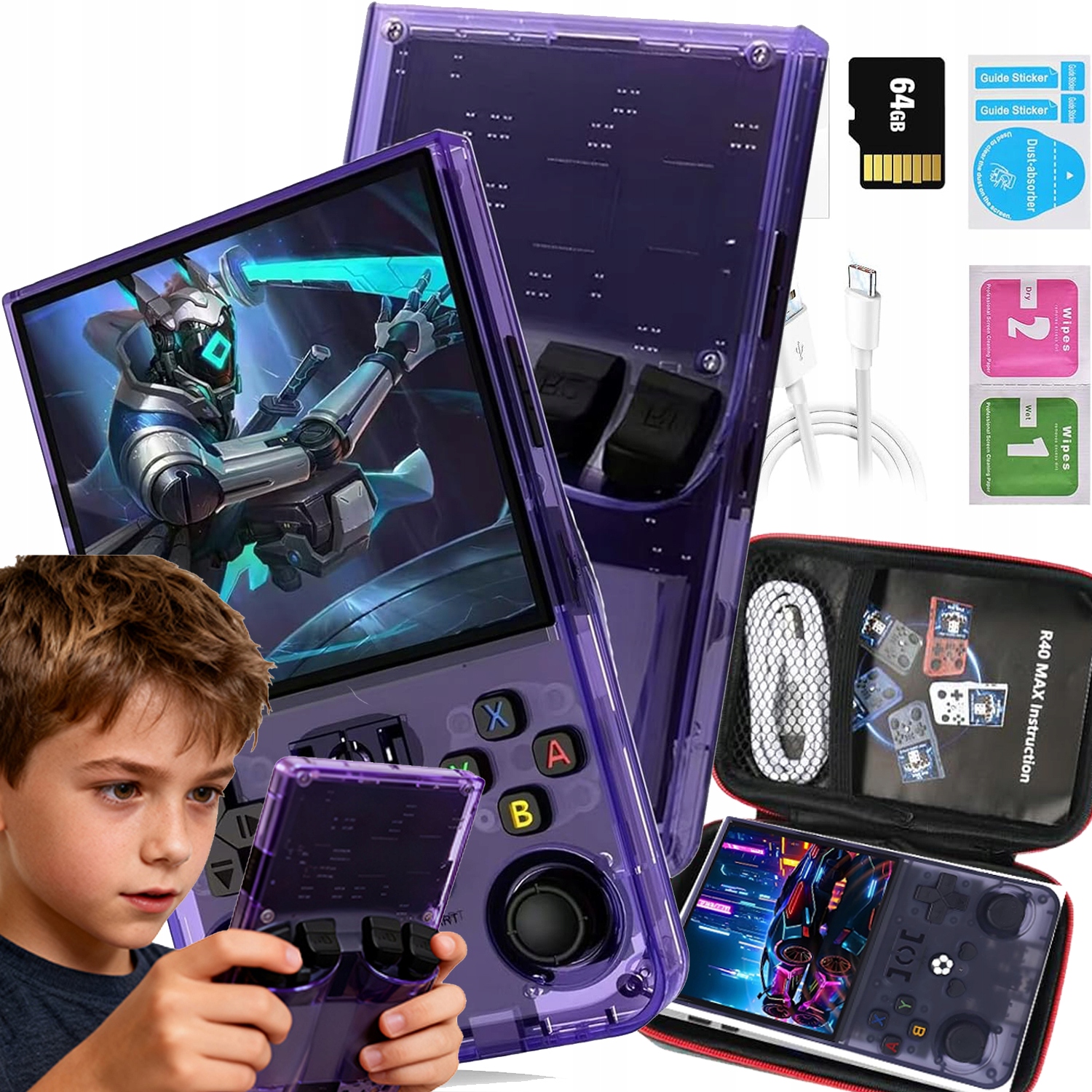 Przenośna Komórkowa Konsola Do Gier Retro 18000 Gier Linux 64GB Gameboy