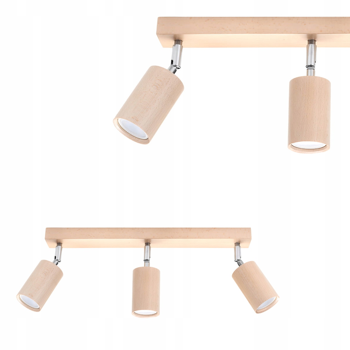 Sollux Stropní svítidlo dřevěná se třemi pohyblivými spoty,