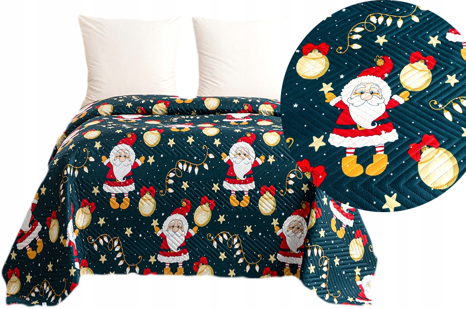 Vánoční přehoz na postel 220 x 200 cm s prošívaným vzorem Vánoce