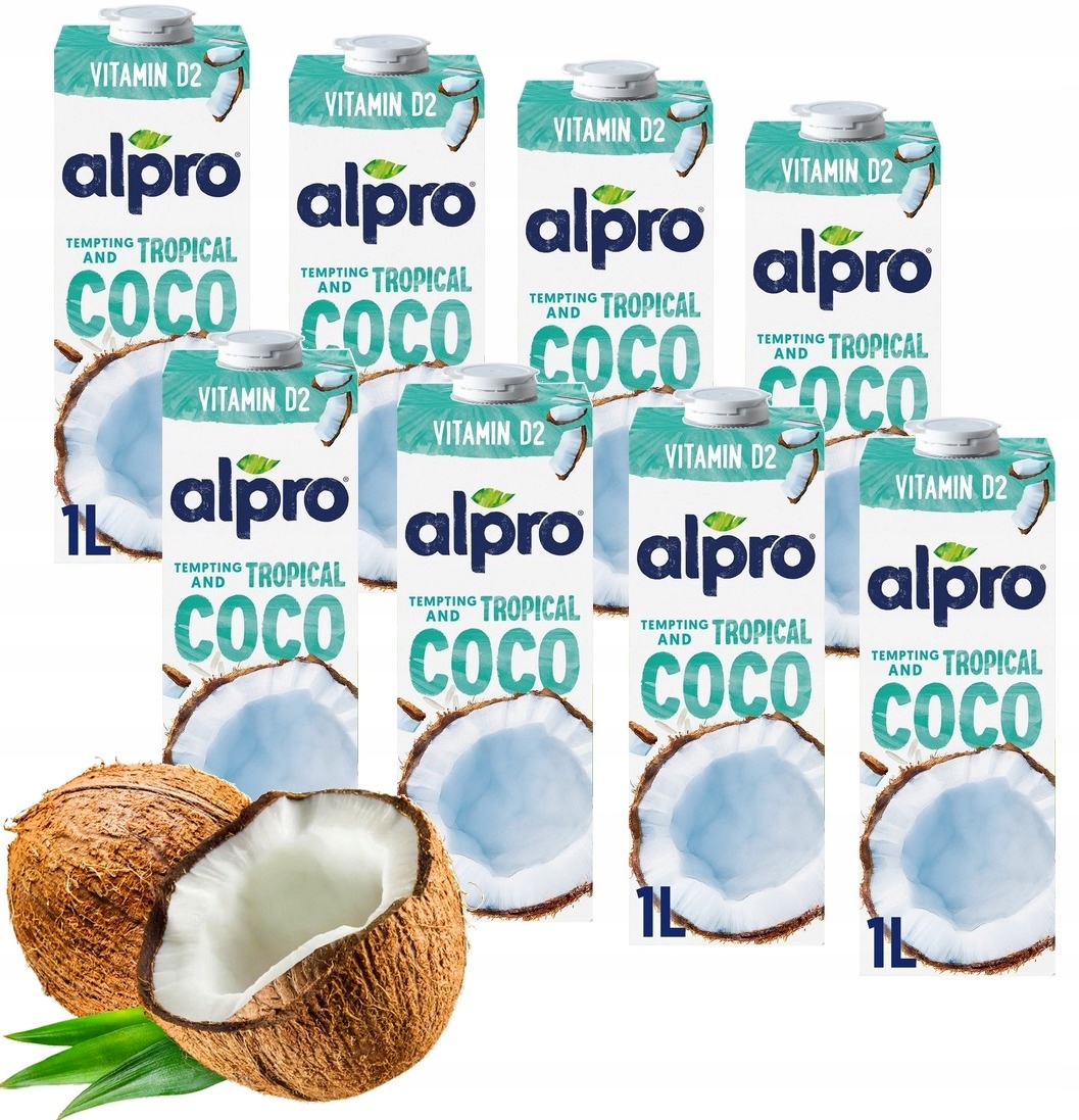 8x Alpro Napój roslinny Kokosowo Ryżowy bez dodatku cukru bez laktozy 1L