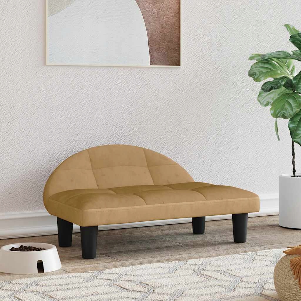 Levně Fionshop 262671558 Pelíšek pro psy hnědý 70 x 52 x 30 cm samet