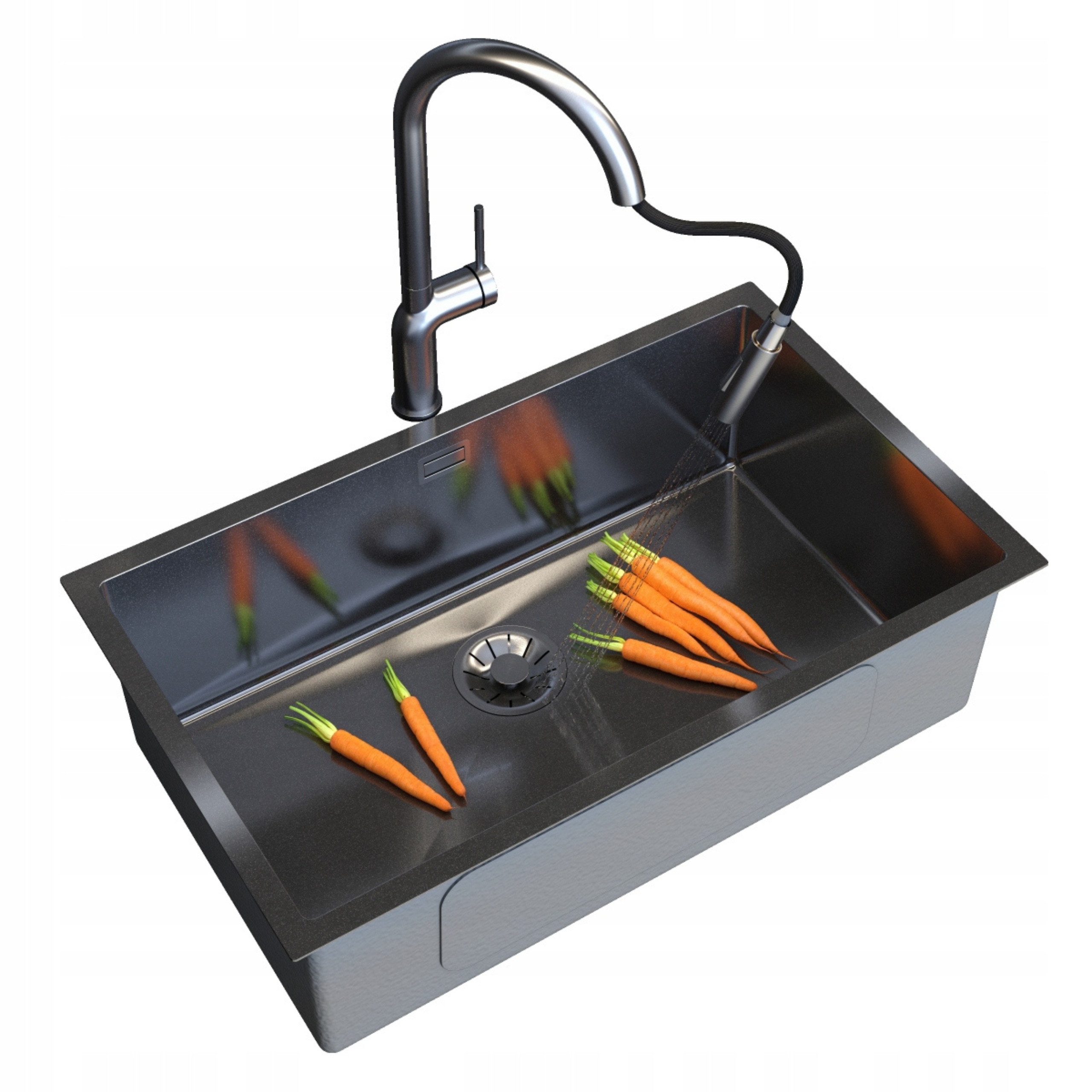 Drezová Lišta Ocelová Čierna SILVO75 Jednokomorový sifón Lux Batéria Oxi