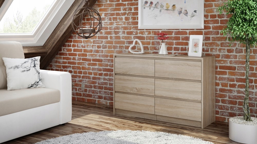 KOMODA NOWOCZESNA 120 cm POJEMNA SZAFKA REGAŁ SZUFLADY MEBLE DĄB SONOMA Stan opakowania oryginalne