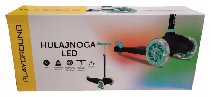 Hulajnoga dla dziecka Trójkołowa Playground diody led 3+ 50kg