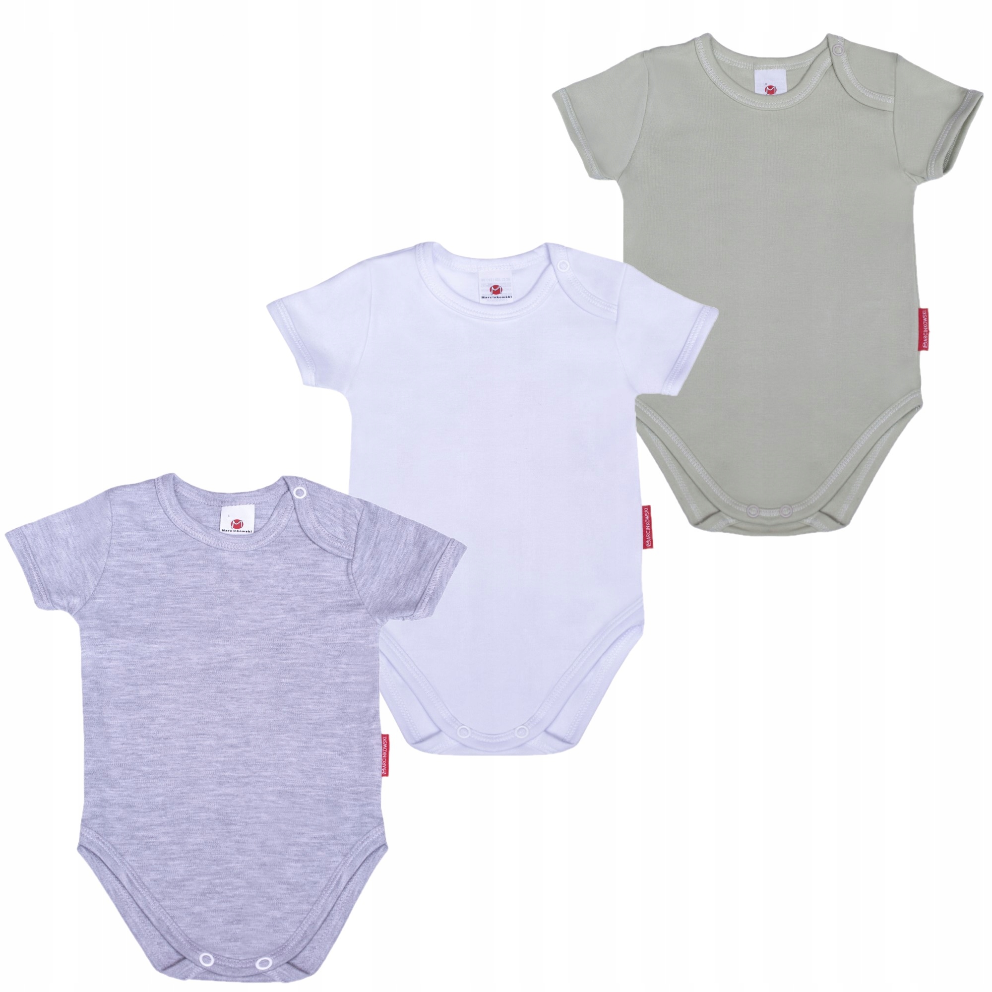 

3-PACK Body Krótki Rękaw Biały Żółty Oliwka 116